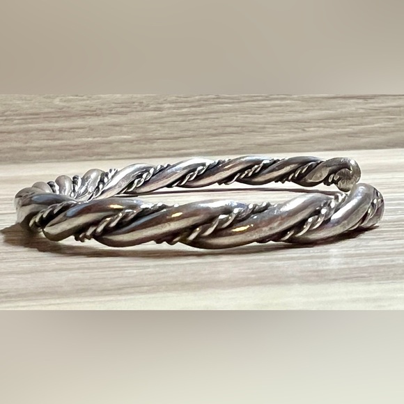 Vintage Handmade Southwestern Sterling Silver Rope Twisted Cuff Bracelet, 17.8g - Picture 2 of 6